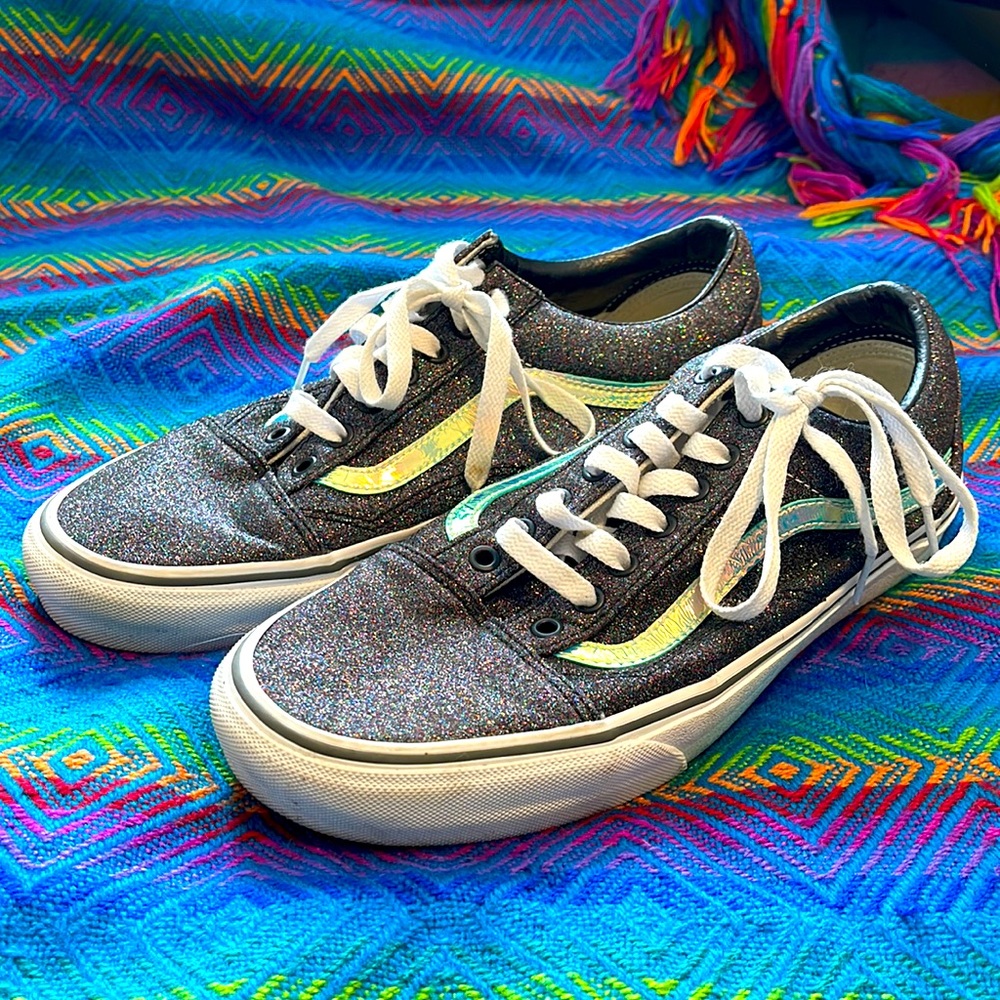 ✨Custom Glitter Iridescent Vans✨